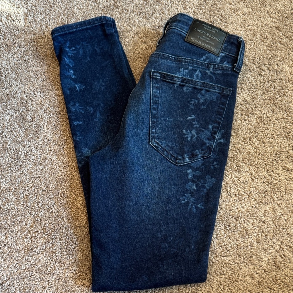 Lucky Brand Dark Blue Floral Denim